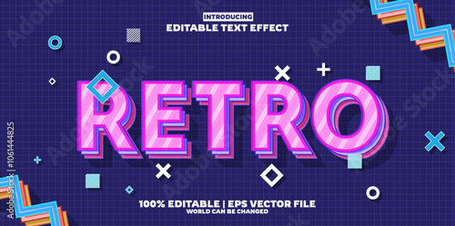 Retro new editable text effect in modern trend style