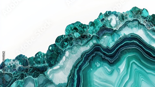 Vibrant green agate slice with intricate patterns and textures photo