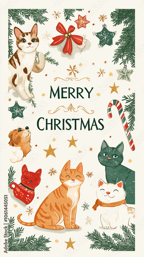 Fototapeta premium Merry Christmas - xmas banner with text - vertical frame for instagram story, reel or tiktok