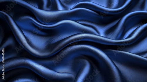 A close-up view of smooth, flowing blue satin fabric, showcasing its texture and sheen.