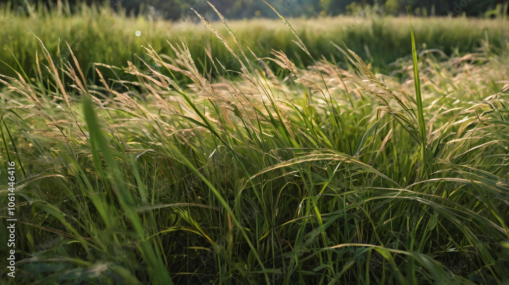 Blowing grass in meadow Blowing grass in meadow