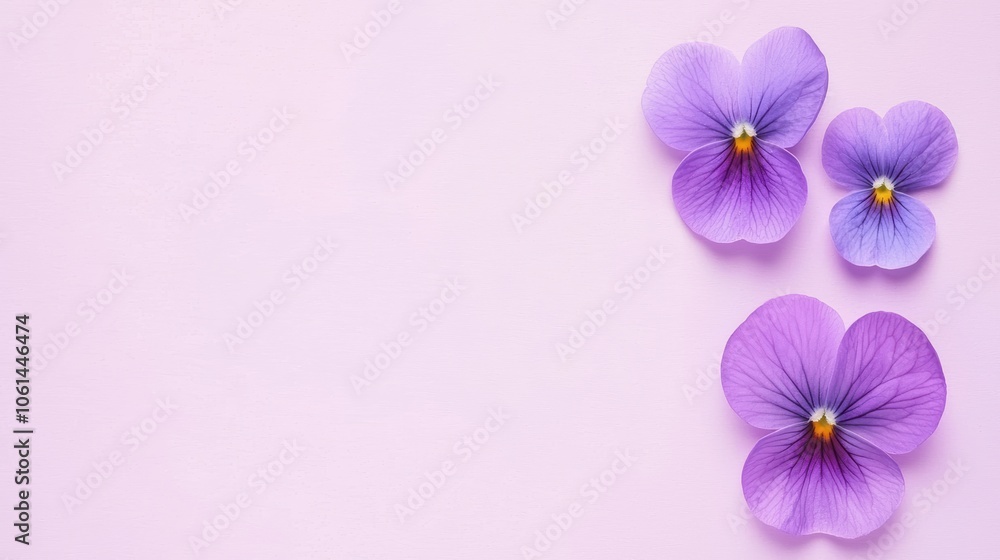 Soft Wild Violet Flowers on Pastel Background Soft Wild Violet Flowers on Pastel Background
