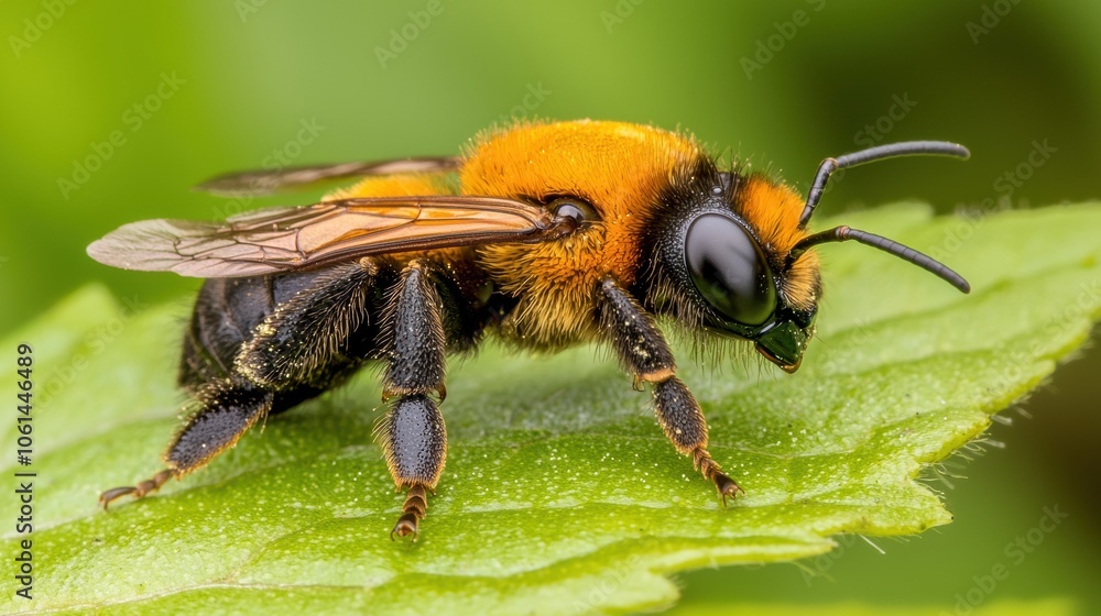 Bee on Flower with Intricate Details and Blur Background Bee on Flower with Intricate Details and Blur Background