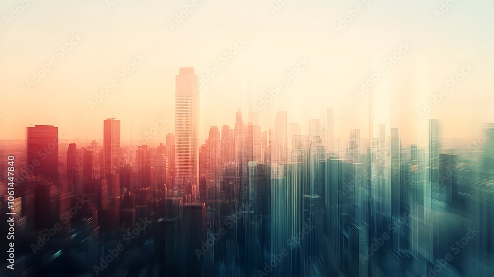 Mesmerizing Abstract Cityscape with Soft Gradient and Blurred Motion Mesmerizing Abstract Cityscape with Soft Gradient and Blurred Motion