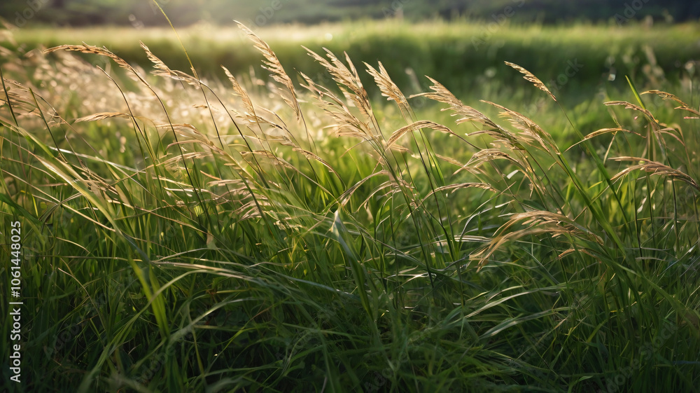Blowing grass in meadow Blowing grass in meadow