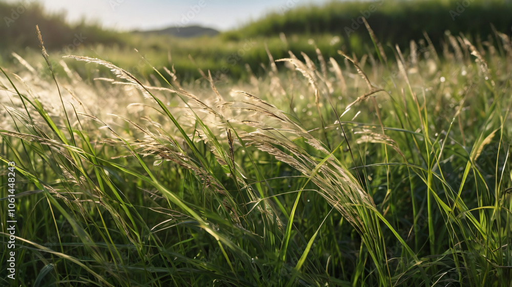 Blowing grass in meadow Blowing grass in meadow