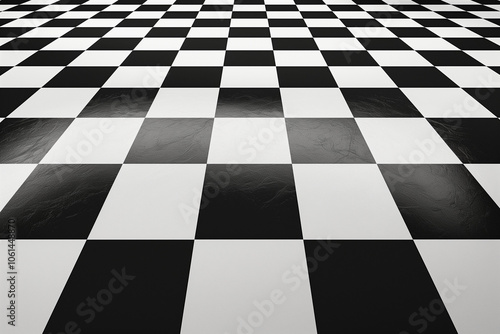 Obraz na płótnie Chess perspective floor background. Black and white chessboard perspective floor texture. Checker board pattern surface. Fading away vanishing checkerboard background. Abstract vector illustration.
w salonie