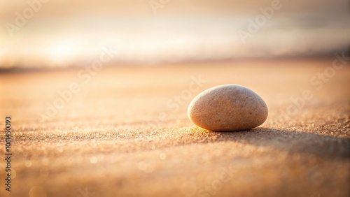 Soft focus photography of a single pebble in beige landscape, outdoor, geological, macro