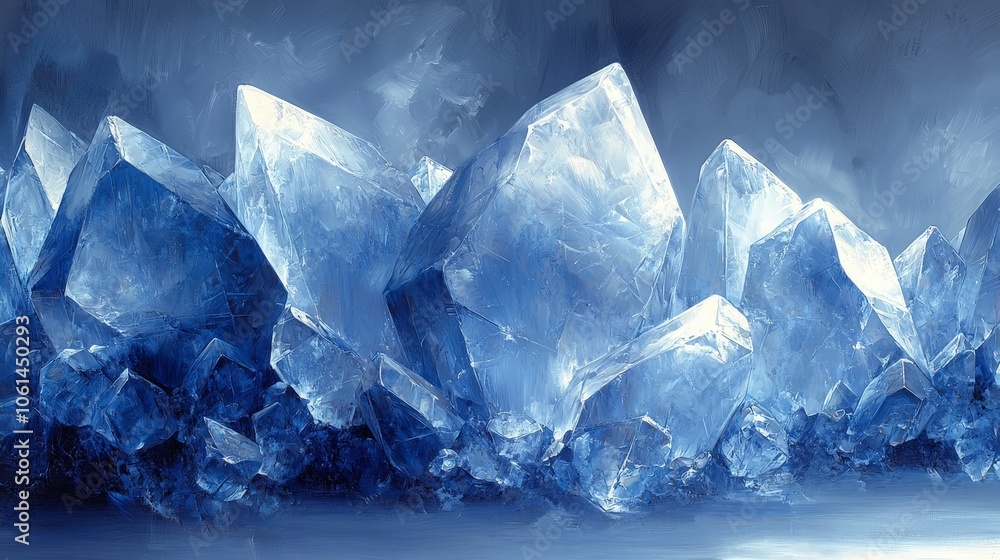A collection of large, sparkling blue crystals against a soft gradient background. A collection of large, sparkling blue crystals against a soft gradient background.