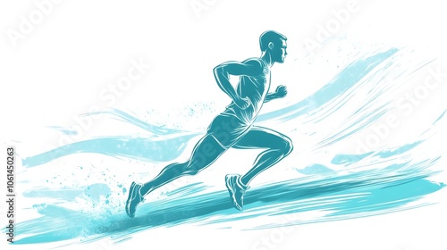 Fluid Silhouette of a Runner in Action Capturing Athletic Prowess and Fitness