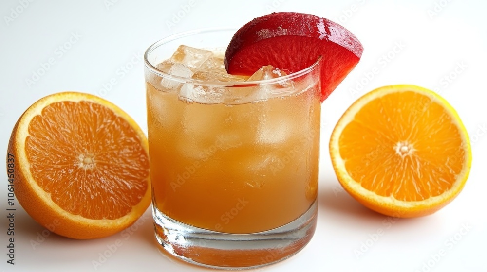 Refreshing Orange and Watermelon Cocktail with Ice Cubes Refreshing Orange and Watermelon Cocktail with Ice Cubes