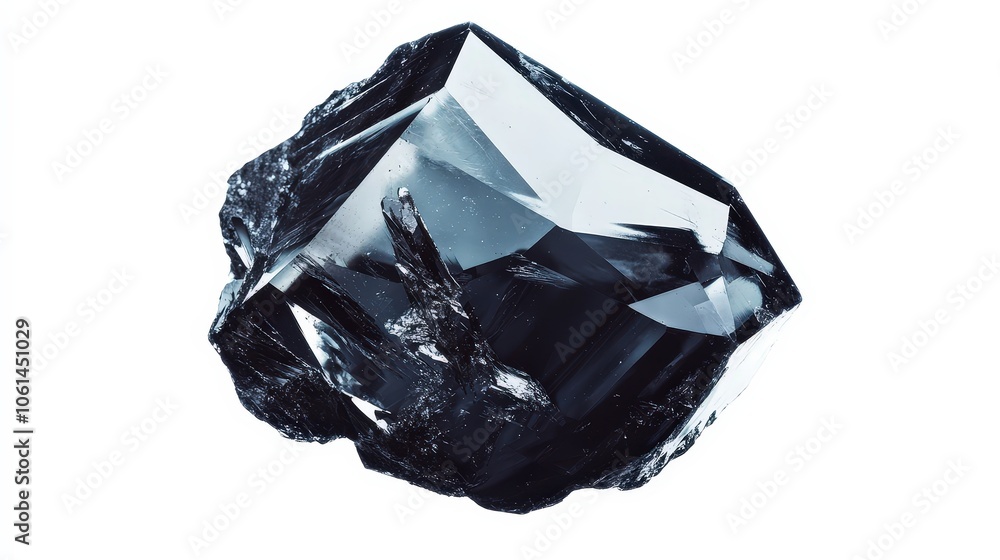 Elegant black crystal mineral on white background Elegant black crystal mineral on white background