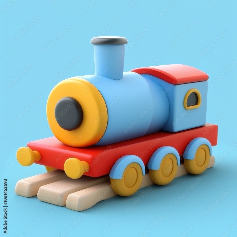 Vibrant Toy Train on a Minimalist Background Vibrant Toy Train on a Minimalist Background