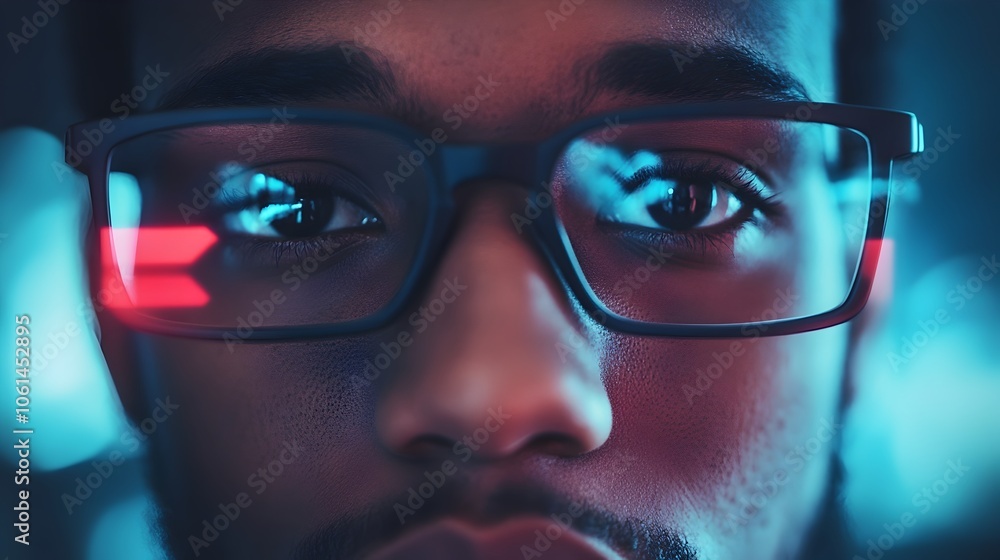 Focused Gaze of a Professional with Arrows Pointing Forward Representing Growth and Future-Minded Focused Gaze of a Professional with Arrows Pointing Forward Representing Growth and Future-Minded