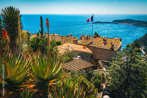 Obraz na płótnie Mediterranean Sea view from the famous botanical garden of Eze w salonie