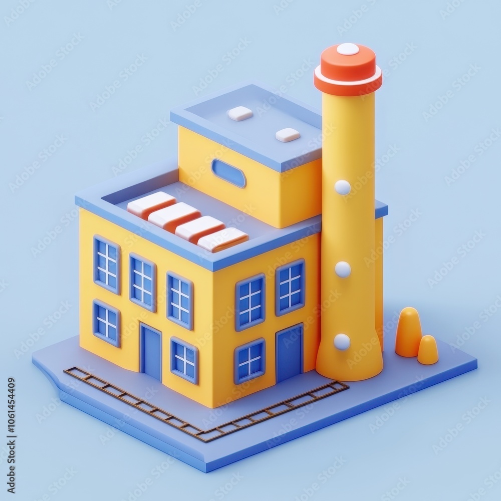 Obraz premium Whimsical Architectural Design: A Vibrant and Playful Factory-Inspired Structure