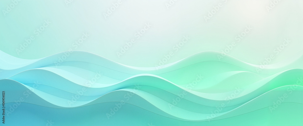 Abstract Waves in Soothing Turquoise and Mint Tones Representing Tranquility Abstract Waves in Soothing Turquoise and Mint Tones Representing Tranquility