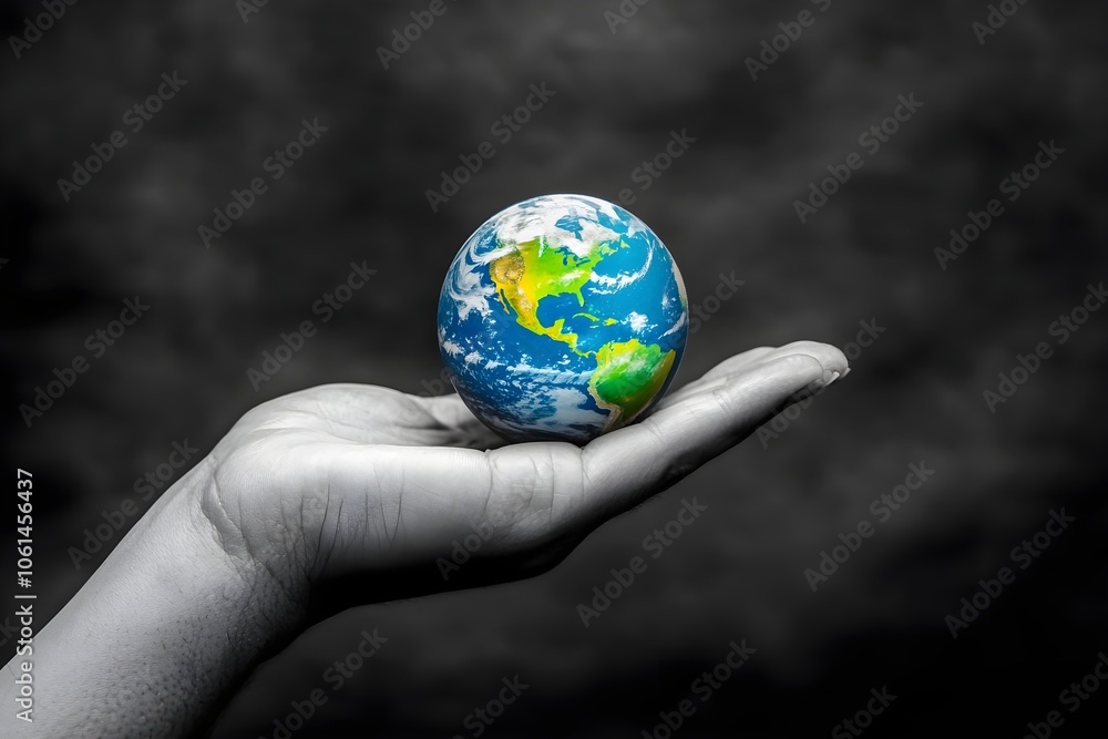 A hand holding a small globe A hand holding a small globe