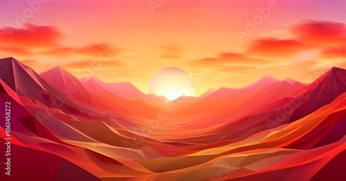 Wallpaper Mural sun rising over hills, with warm, energizing colors shifting from red to gold, symbolizing a fresh start Torontodigital.ca