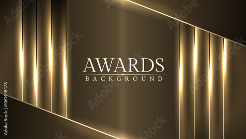 Award luxury elegant gold glowing line with lighting effect sparkle on black awards graphics background. Lines growing elegant shine spark. Premium congratulations card. Event invitation.	
