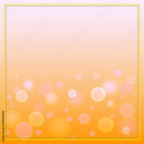 Golden bokeh in a frame on a bright background, festive background.