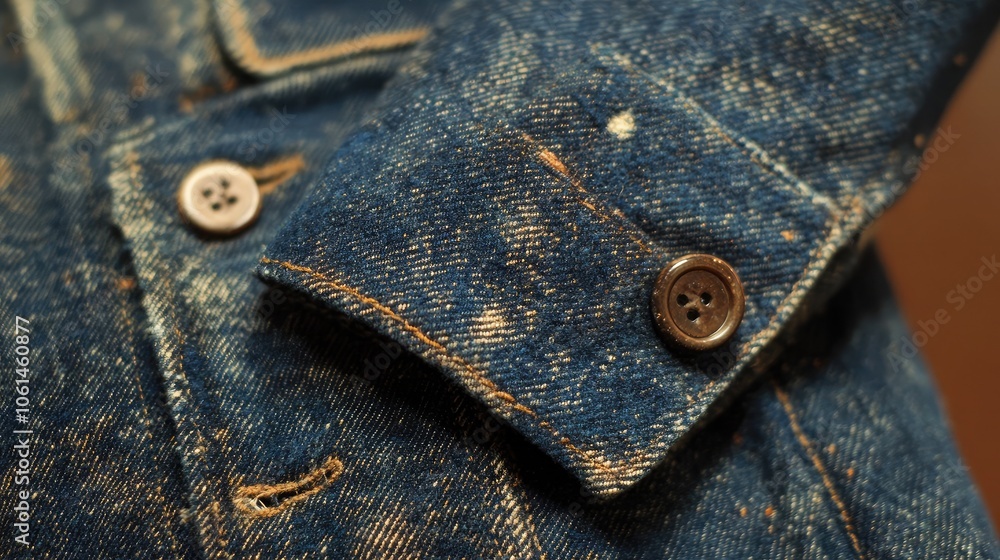 Close-Up of Textured Denim Fabric with Buttons Close-Up of Textured Denim Fabric with Buttons