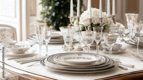 Elegant Dining Table Set for a Special Occasion, Luxurious Feast Setup