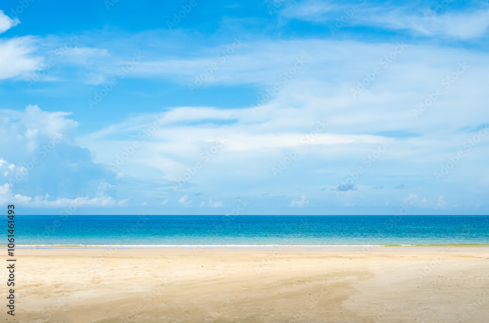 Beautiful photography horizon landscape summer panorama front view tropical sea beach white sand clean blue sky background calm nature ocean andaman wave water travel island Thailand sun day time Beautiful photography horizon landscape summer panorama front view tropical sea beach white sand clean blue sky background calm nature ocean andaman wave water travel island Thailand sun day time