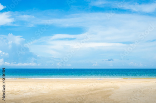 Beautiful photography horizon landscape summer panorama front view tropical sea beach white sand clean blue sky background calm nature ocean andaman wave water travel island Thailand sun day time