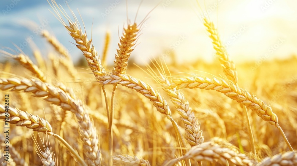 Fototapeta premium Field of ripe wheat under sunny sky