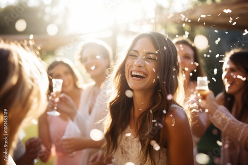 A wedding celebration laughing adult party.