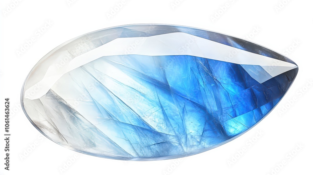 Fototapeta premium Close-up of shimmering blue moonstone gem with faceted surface
