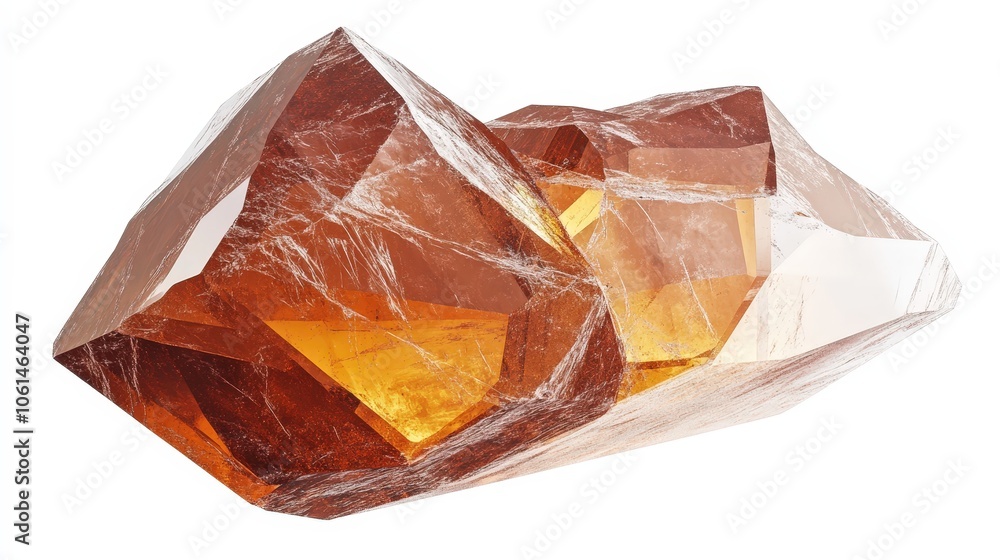 Stunning aragonite crystal: transparent gem with orange and brown hues Stunning aragonite crystal: transparent gem with orange and brown hues