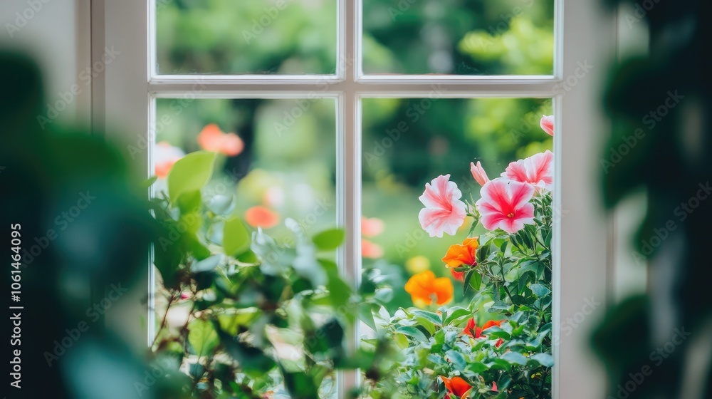 Bright Flower View Through a Window Bright Flower View Through a Window