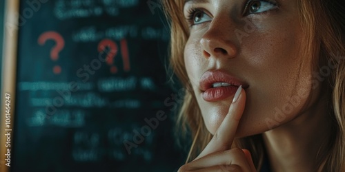 Woman with fingers on lips photo