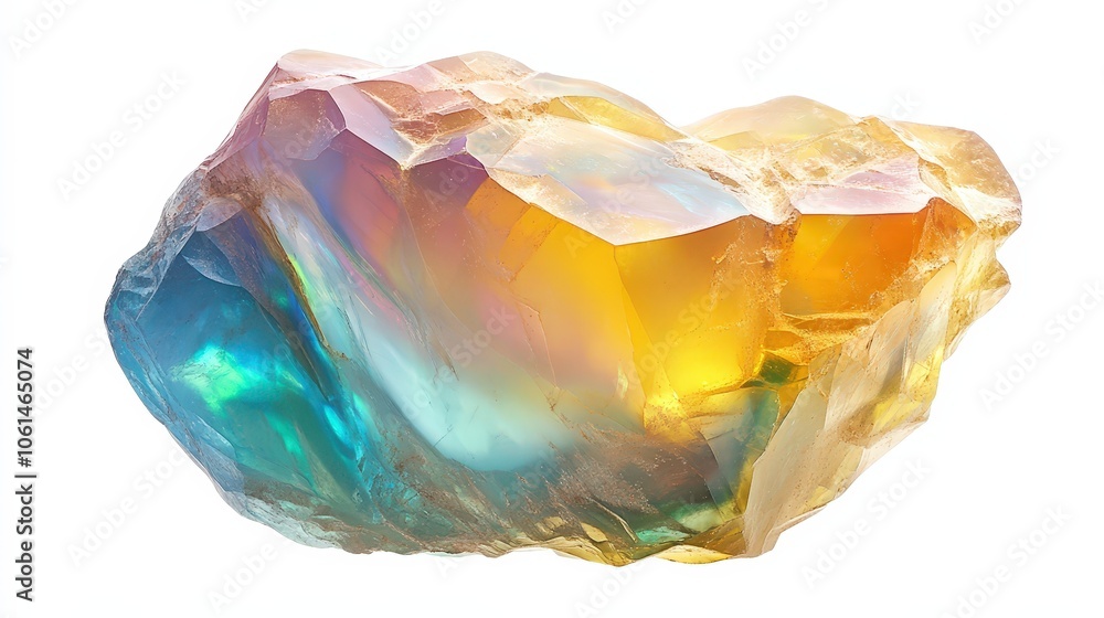 Fototapeta premium Vibrant iridescent gemstone: abstract colors and crystal texture