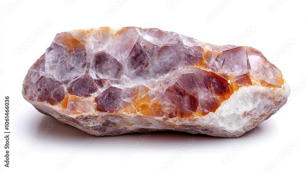 Close-up of raw amethyst crystal with purple and orange hues Close-up of raw amethyst crystal with purple and orange hues
