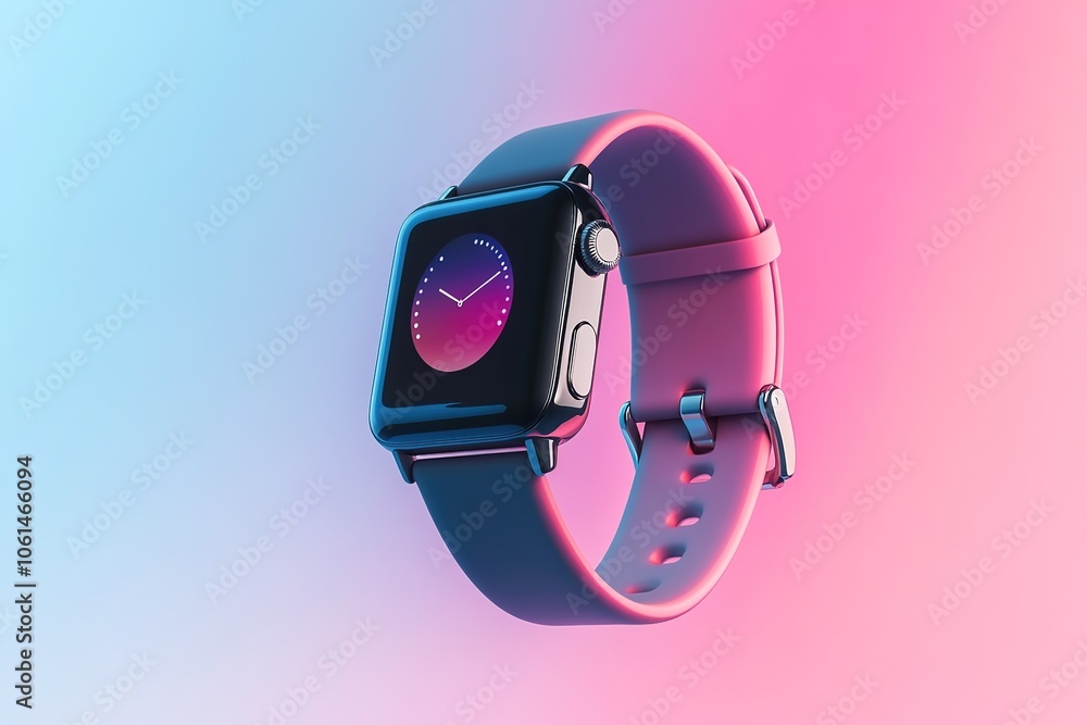 Smartwatch with sleek design on gradient background Smartwatch with sleek design on gradient background