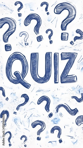 Quiz Time: Hand-drawn illustration with the word 