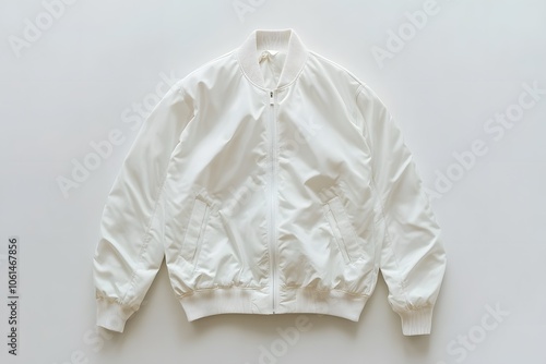 White windbreaker jacket casual unisex fashion mockup