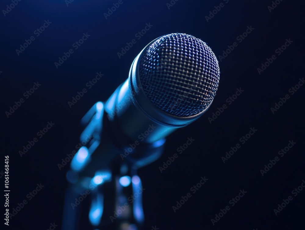 Close-up of microphone on stand Close-up of microphone on stand