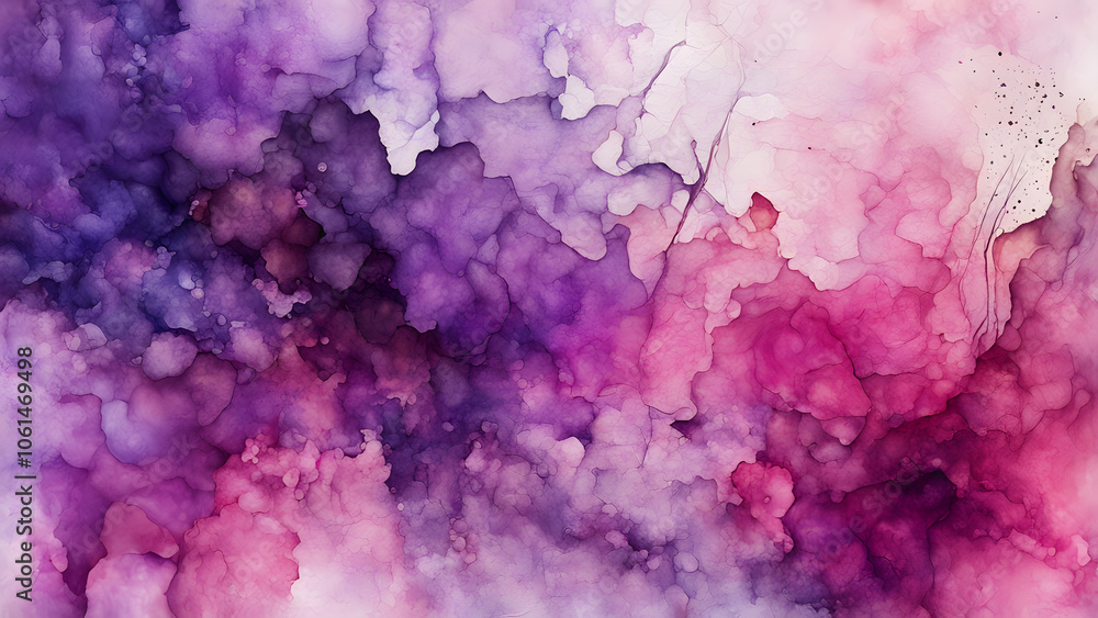 Fototapeta premium A painting of purple and pink colors with a lot of splatters