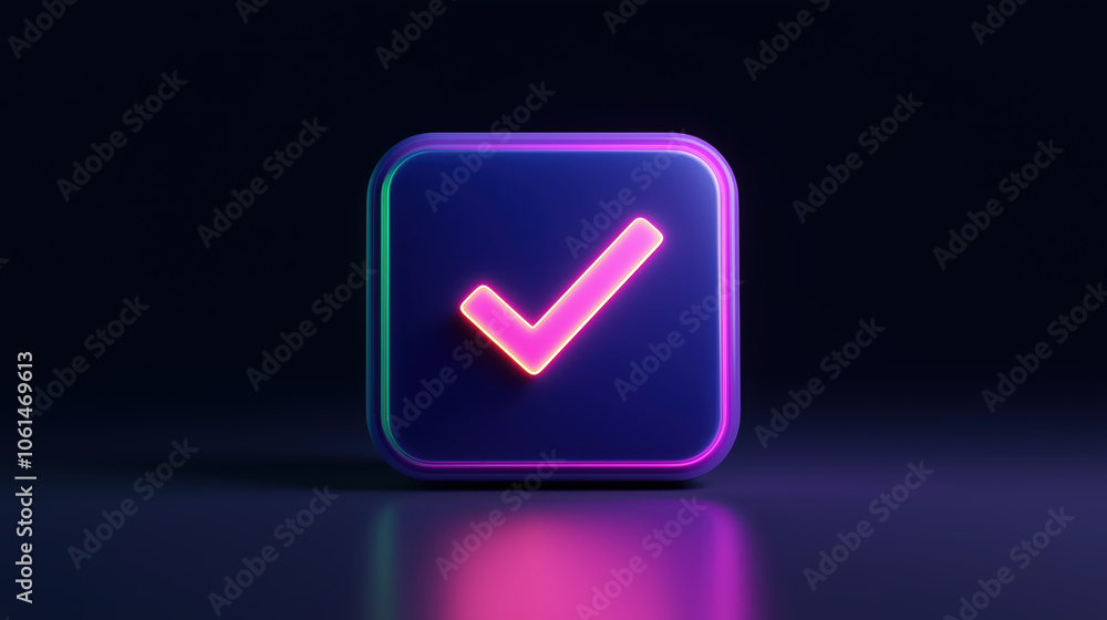 Crisp 3D digital approval button glowing with vibrant colors Crisp 3D digital approval button glowing with vibrant colors