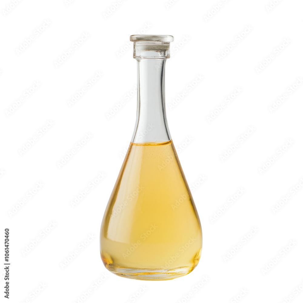 Elegant glass decanter with yellow liquid, on transparent background. Elegant glass decanter with yellow liquid, on transparent background.