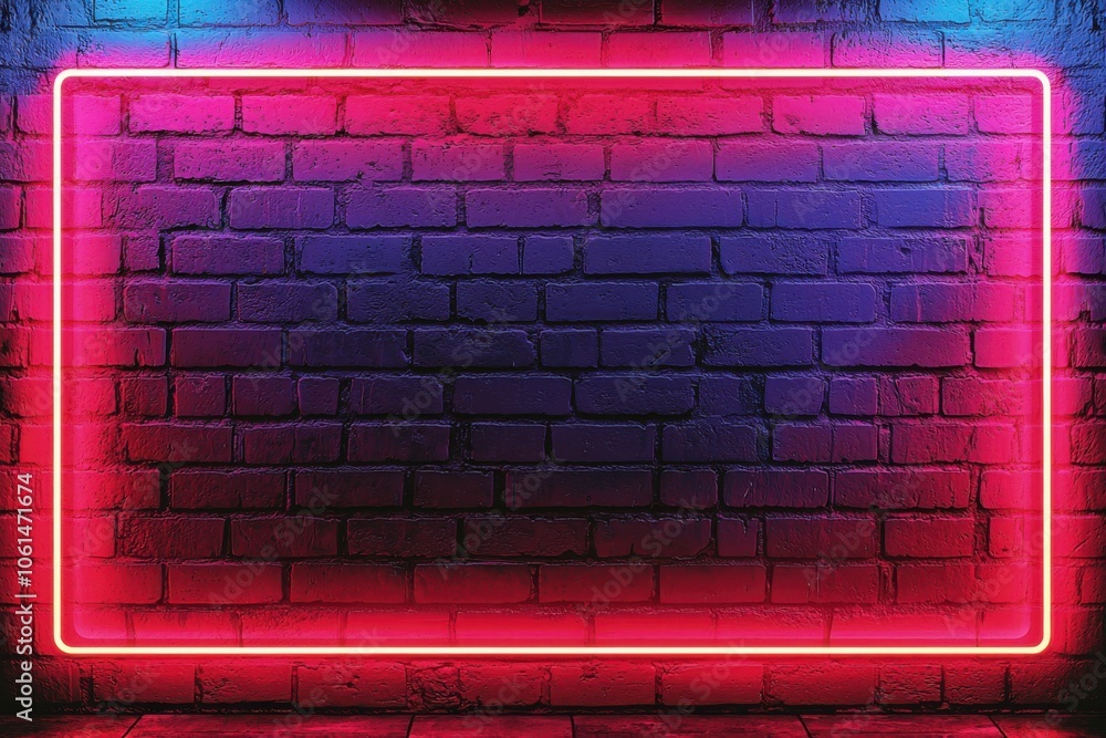 A vibrant neon frame against a textured brick wall, creating a modern and artistic backdrop for visual displays or signage. A vibrant neon frame against a textured brick wall, creating a modern and artistic backdrop for visual displays or signage.