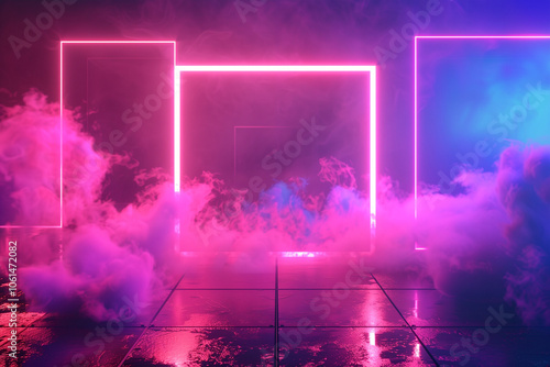 Synthwave wireframe net illustration. Abstract digital background. 80s, 90s Retro futurism, Retro wave cyber grid. Deep space surfaces. Neon lights glowing. Starry background. Vector triangle light