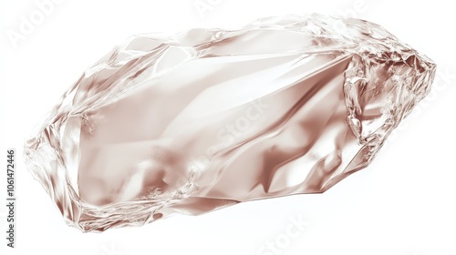 Elegant translucent crystal with subtle peach hue on white background photo