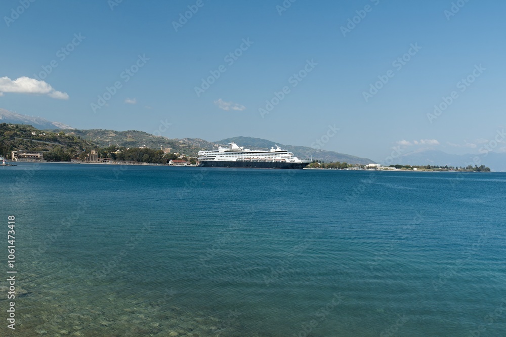 View of Aigio town and port. Gulf of Corinth, Ionian sea. Peloponnese. Greece. View of Aigio town and port. Gulf of Corinth, Ionian sea. Peloponnese. Greece.