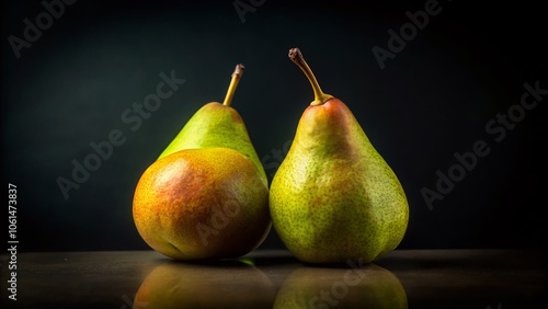 Ripe Pears on Black Background - Fresh Fruit Photography, Organic Pears, Still Life, Healthy Eating, Nature's Bounty, Vibrant Colors, Seasonal Produce, Delicious Pears, Minimalist Food Art