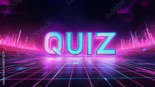 Retro Quiz Night: Neon Quiz Sign 